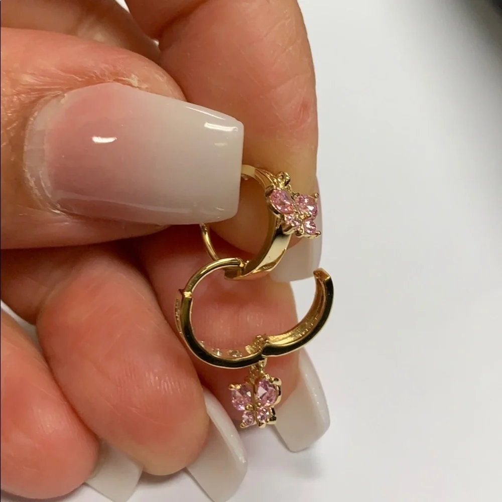 Gold Plated Huggies Butterfly Hoop Earrings